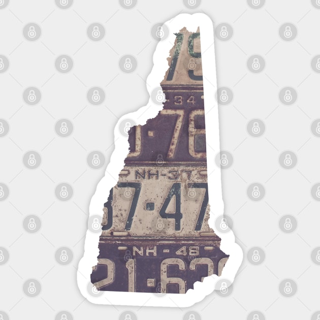 Vintage New Hampshire License Plates Sticker by juniperandspruce